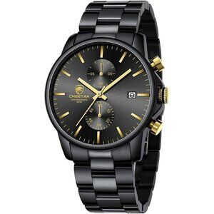 FashionBusiness Men's Watches with Stainless Steel Waterproof Chronograph Quartz